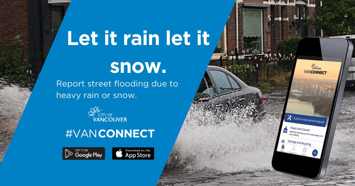 CityofVancouver's tweet photo. DYK Our #VanConnect app can be used to report any street flooding due to heavy rain or snow? Download it here ➡️ https://t.co/2nT3HJ1Eb9 https://t.co/HeX3wjOrR3