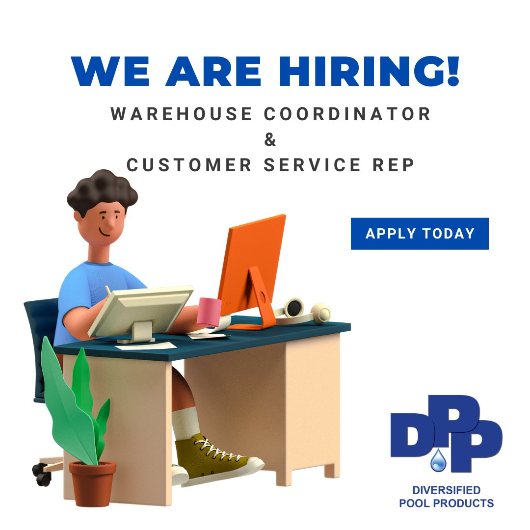 divpoolinc's tweet image. We are hiring! Email your resume to office@diversifiedpoolproducts.com #DiversifiedPoolProducts #DPP #DPPWellford #DPPUSA #PoolIndustry #PoolSupplies #SpaSupplies #DivPoolInc