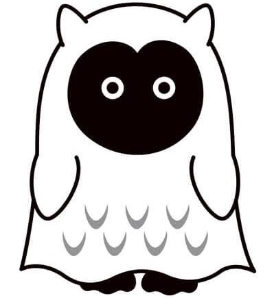 Cue-chan the ghostly Ural owl is the mascot for Creative Office Cue. 