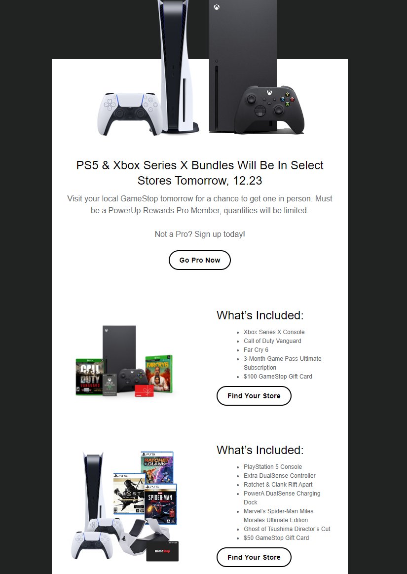 Wario64 on Twitter "GameStop will have PS5 and Xbox Series X bundles inselect stores tomorrow