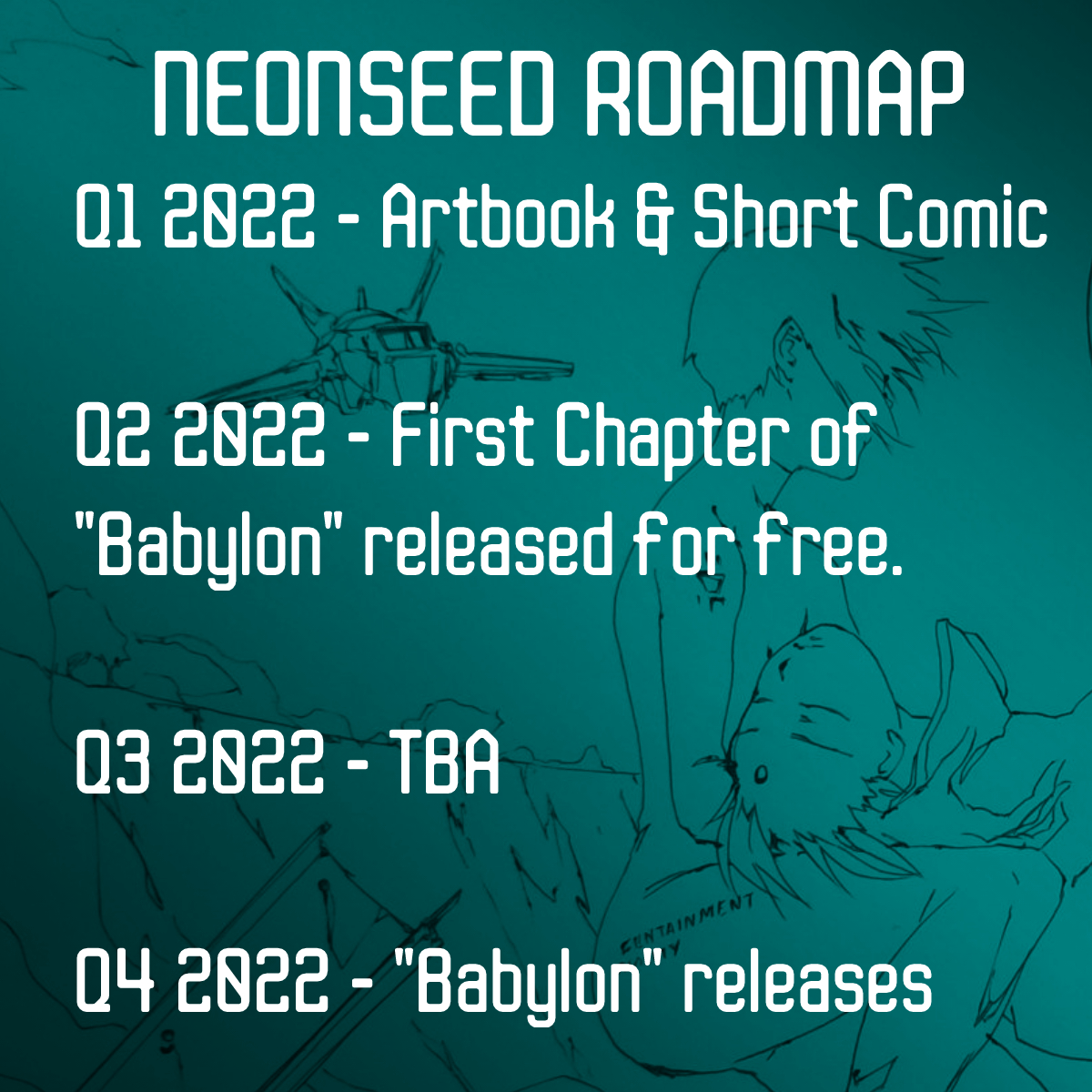 Going to drop a longer, more formal update on the #indiegogo page igg.me/at/neonseed - but for now I'd like to give a look at the basic roadmap for #neonseed

#indiecomics #comics #manga #anime