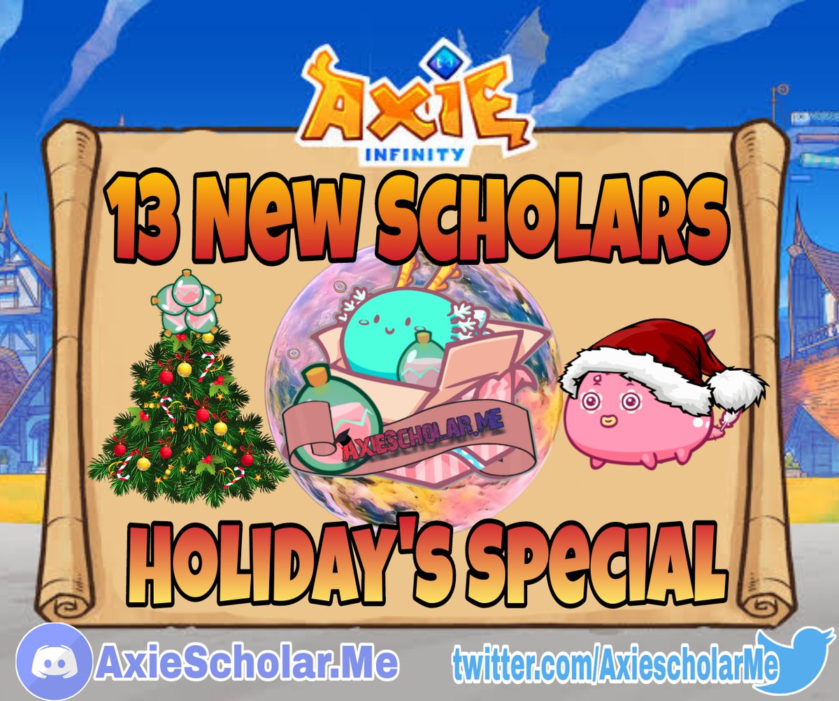 MetaverseSCH's tweet photo. 13 Scholars will be given away again this week. Join us and submit your application now! #AxieinfinityScholarship #AxieScholarship #AxieScholar https://t.co/p0fyeVWOiU