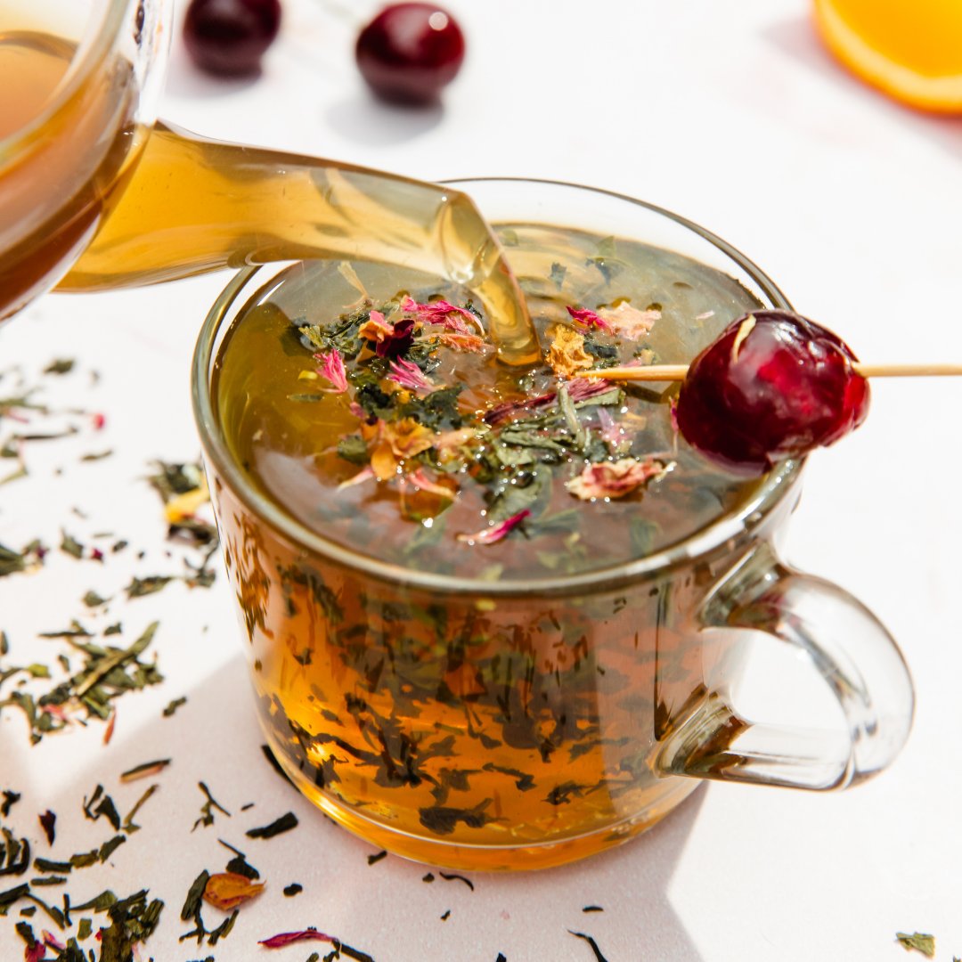 LeafyBeanCo's tweet photo. Whole leaf, whole freeze-dried berries, whole bunch of flavour! 😋  Don't miss the rich experience that sipping our rich blends will bring! Click the link in our bio and we'll bring a box of blissful brews straight to your door. You'll be feeling Cheeky Cheery Cherry in no time! https://t.co/E2t7KdSpZ1