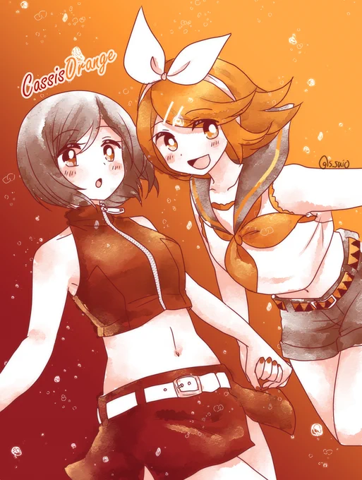 調子に乗ってカシオレコンビ描きました!!流行れ!! #鏡音リン #MEIKO https://t.co/DSk9b6sLDG 