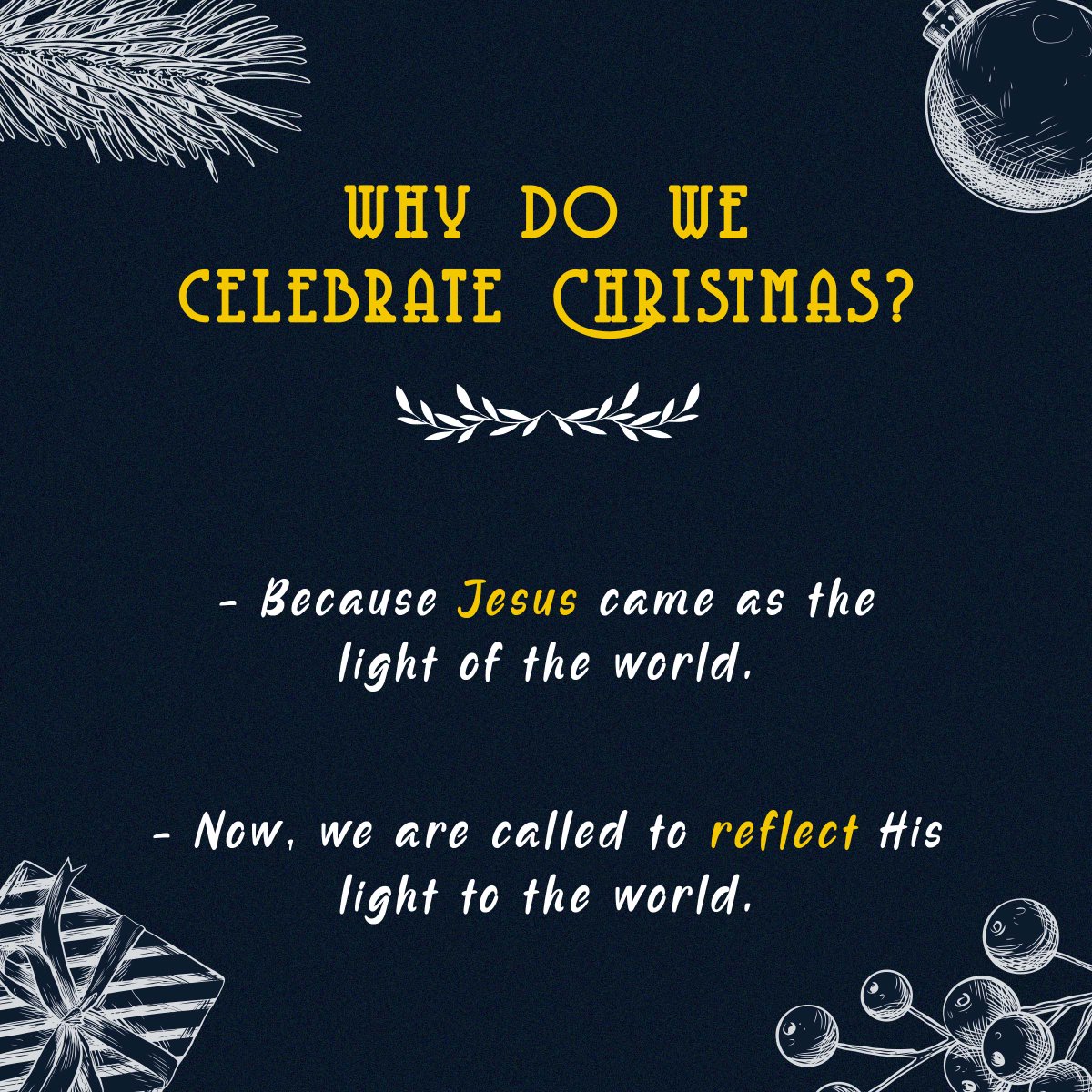 ENCampusPH's tweet photo. We can still celebrate Christmas no matter what we are dealing with.
The truth is, the world didn’t just become a dark place recently; it’s been dark since sin entered it. The very reason why Jesus came was to shed light into this fallen world. https://t.co/IJFxoiatjE