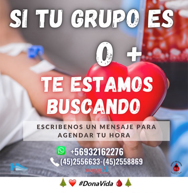 MauroSotoMD's tweet photo. El banco de sangre del hospital @TEMUCOHHHA está con sus reservas en niveles críticos. 

Si eres grupo 0+, regala vida en éstas fiestas. https://t.co/f4S6Q2YdHa