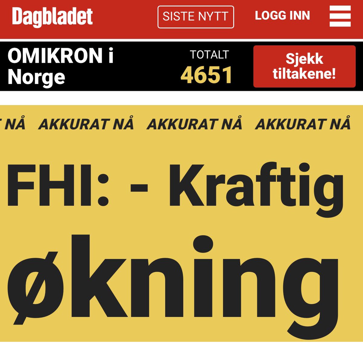 tselbekk's tweet photo. Redaktør i Dagbladet: Noe vi kan skremme folk med i dag?
Journalist: Nei, totalt antall innlagte og antall på intensiven har gått ned.
Redaktør: du klarer sikkert å finne noe hvis du leter godt nok. https://t.co/N986fJaNlh