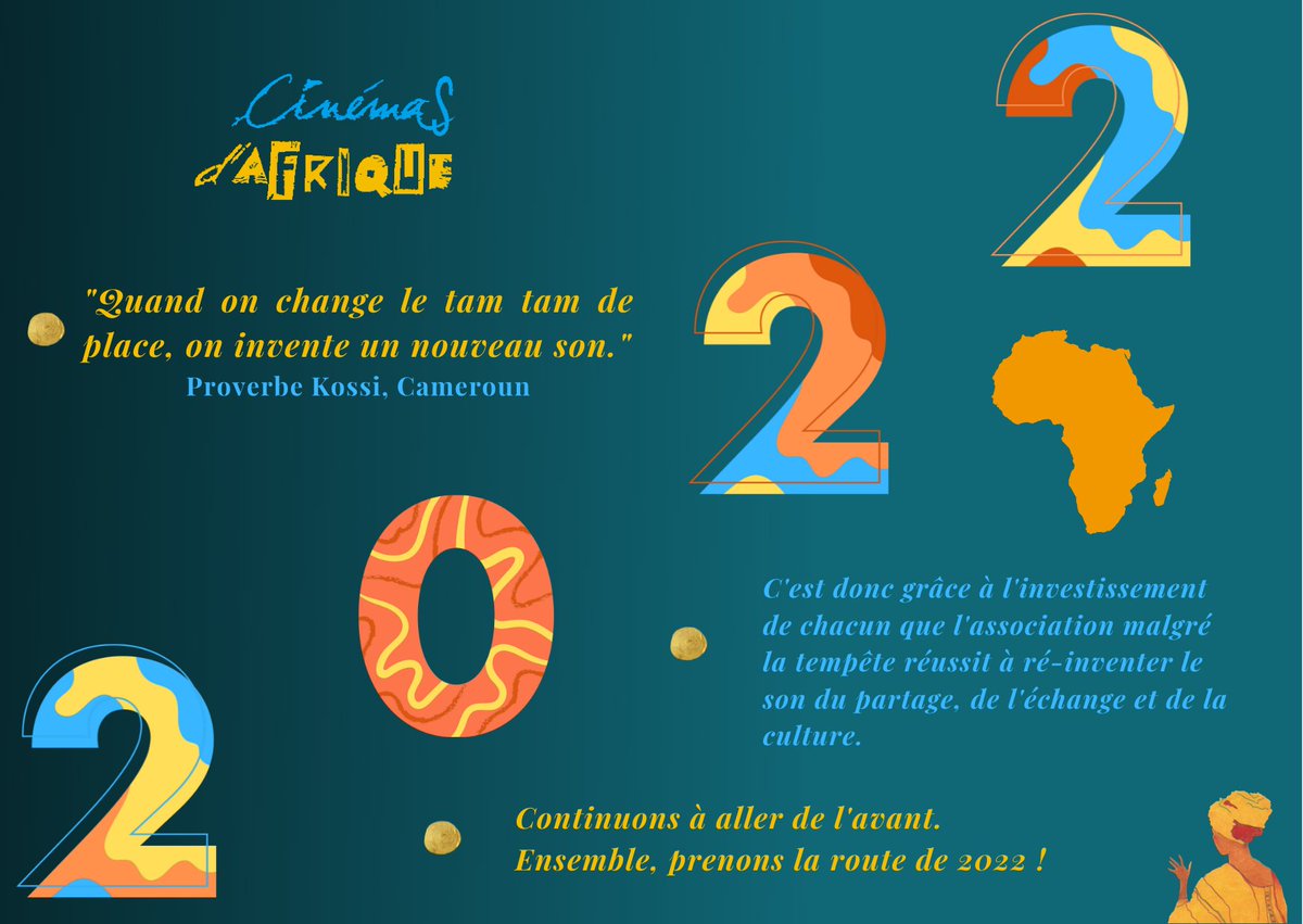 Cinémas et Cultures d'Afrique vous adresse ses meilleurs vœux pour l'année 2022 !
Qu’elle soit faite de rencontres, d’échanges, de curiosité et de découvertes !
Et en route pour une belle année  2022 !
 
#2022 #CinémaAngers #Angers #Culture #AngersMaVille #Voeux2022 #Positive