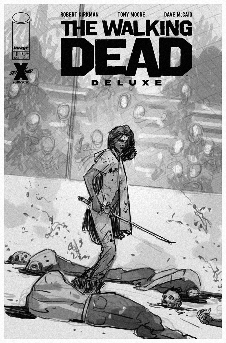 Discarded sketches for the cover of "The Walking Dead Deluxe" #31. 