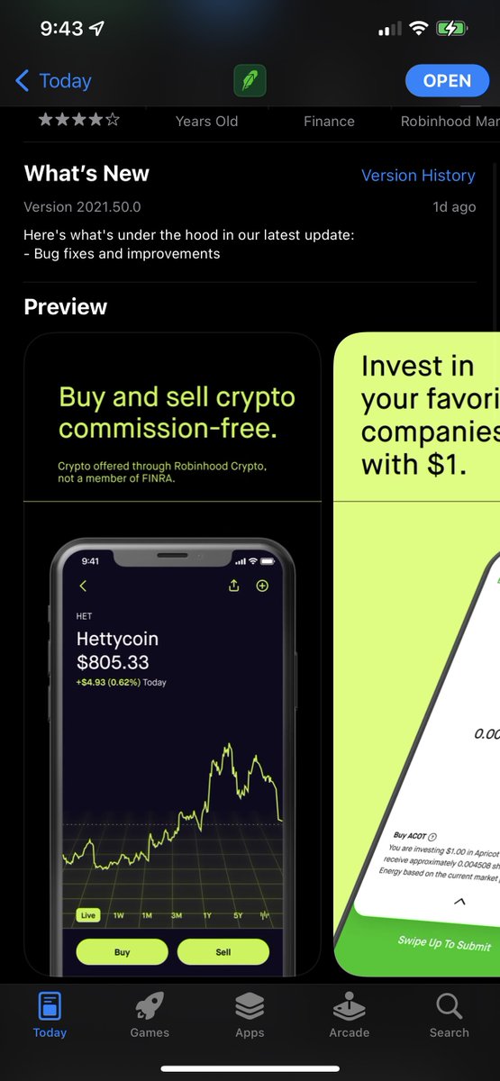 dustinhollywood's tweet photo. Anyone else notice this?! What is $HET and why would you put a fake coin on your app on the App Store images for #crypto on @RobinhoodApp #robinhoodapp #Robinhood #hettycoin https://t.co/CDkDpW62qa