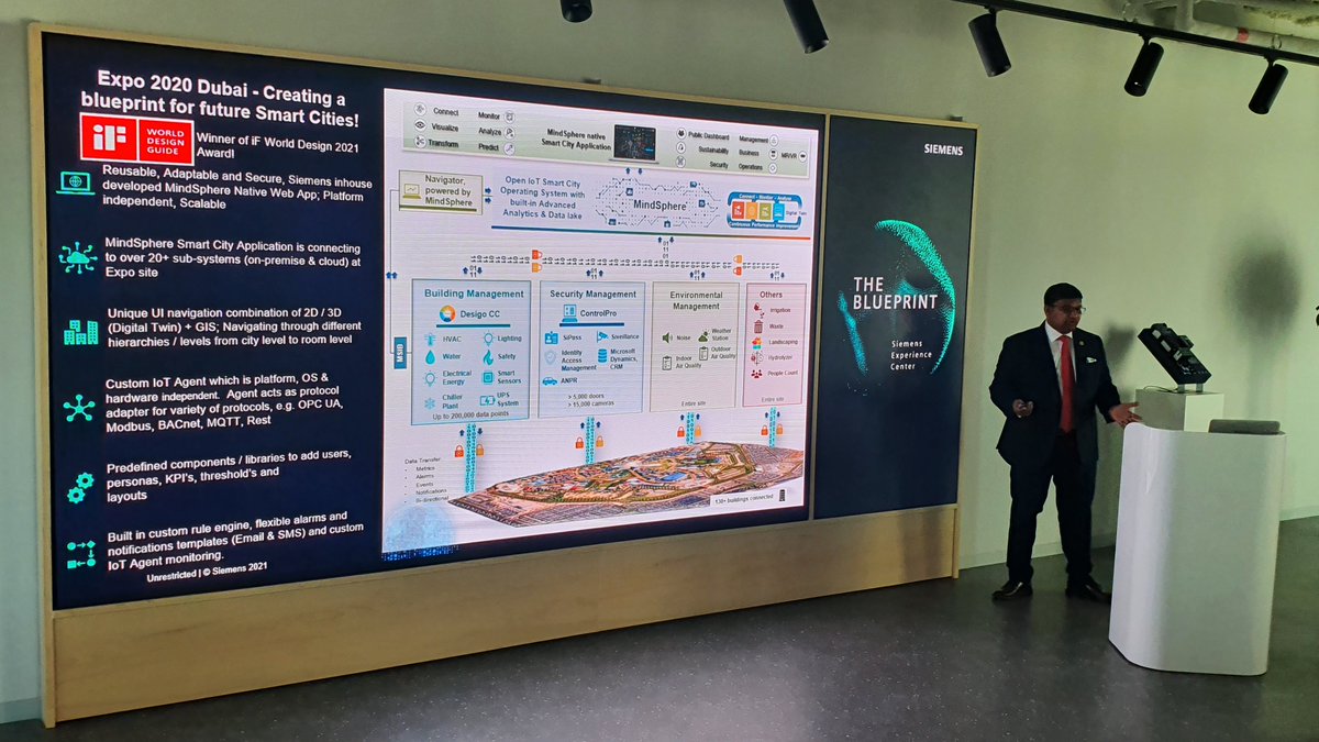 #Expo2020: <a href="/Masshabaz/">Afzal Shabaz Mohammed</a> from <a href="/siemens_me/">Siemens Middle East</a> demonstrated that @expo2020dubai is a blueprint for future #SmartCities! He also showed how a #digitaltwin can enable #sustainability.
#SiemensExpo2020 <a href="/vonstruveh/">Helmut von Struve</a>