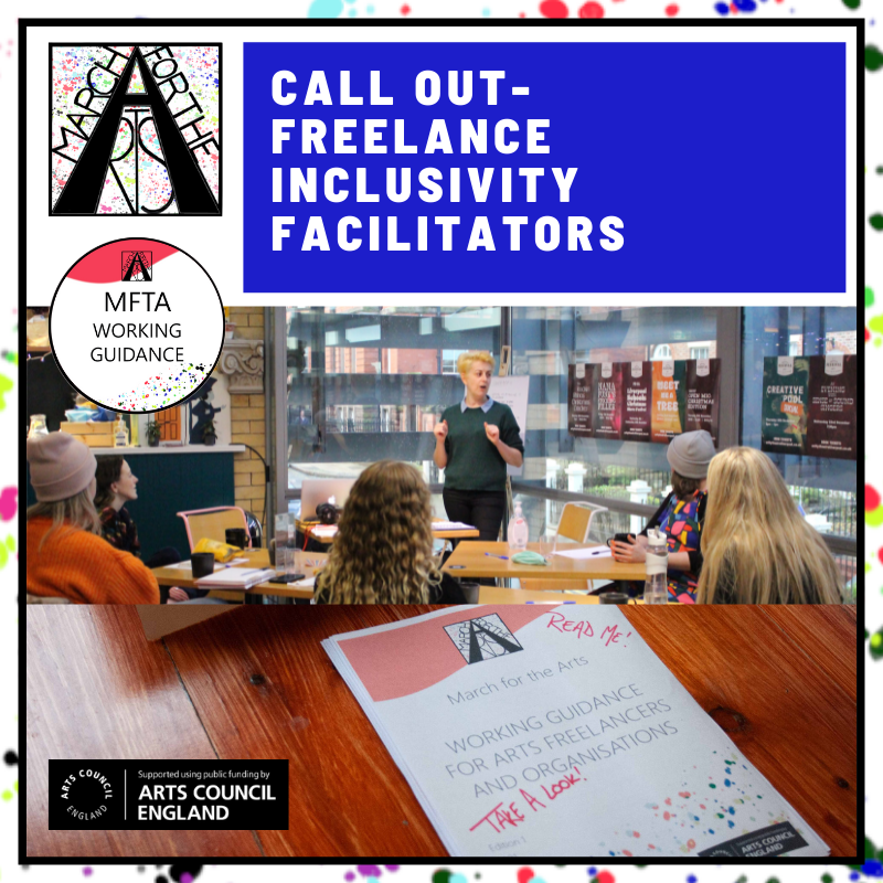 MarchforTheArts's tweet photo. Paid Opportunities for Freelancers! 

We've got two paid opportunities for freelancers coming up. We're looking for Freelance Inclusivity Facilitators and focus group participants

All the info is here: https://t.co/R68vUlGh20 

Please have a read, apply and share share share! https://t.co/1RR4Xag6N2