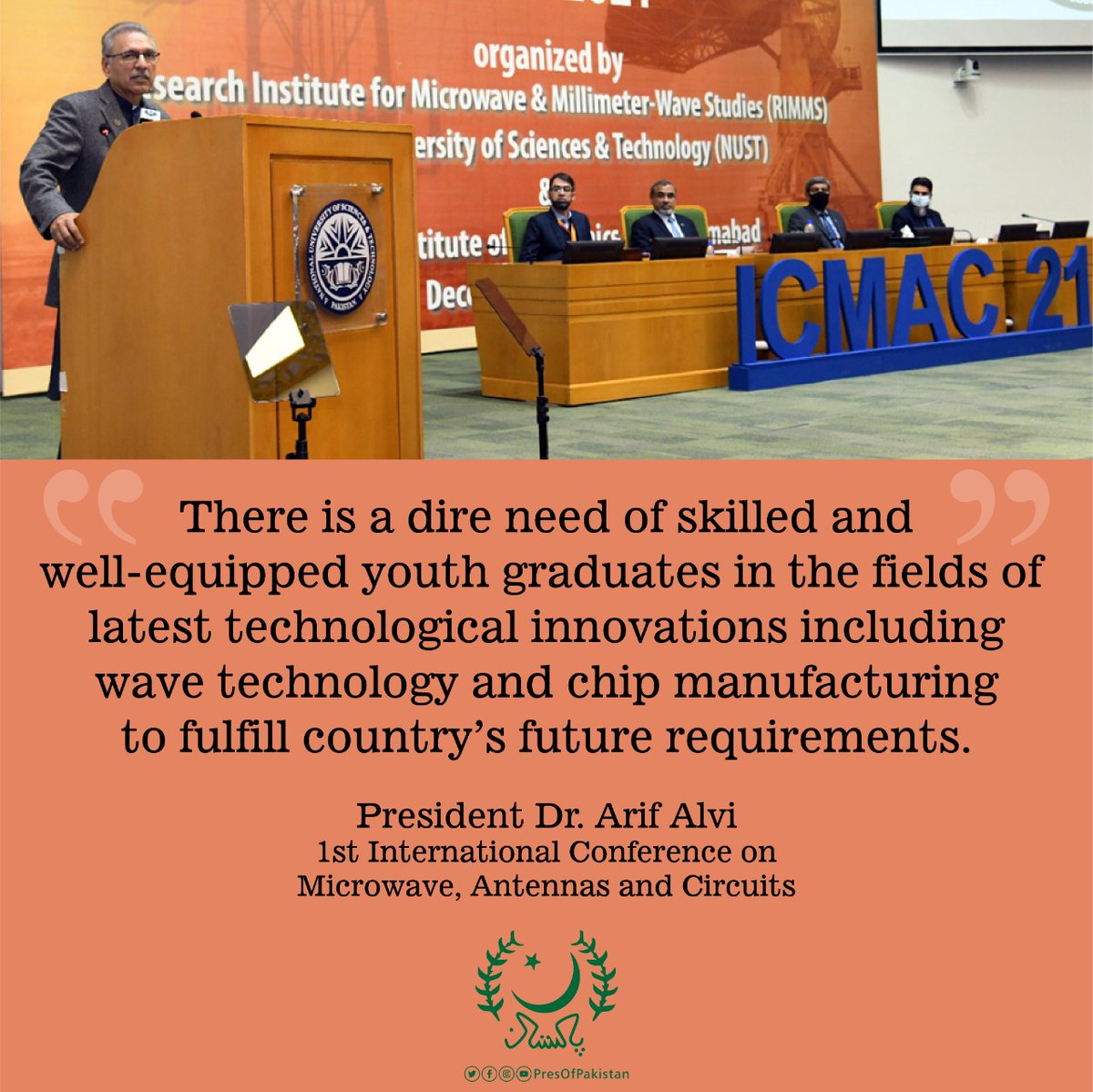 PresOfPakistan's tweet photo. President Dr. Arif Alvi addressed the 1st International Conference on Microwave, Antennas and Circuits.

صدر مملکت ڈاکٹر عارف علوی کا”مائیکرویو، اینٹیناز اینڈ سرکٹس“ کے بارے میں پہلی بین الاقوامی کانفرنس سے خطاب

Speech Link 👇
https://t.co/5wlrPyXbor https://t.co/6p39LMw2ct