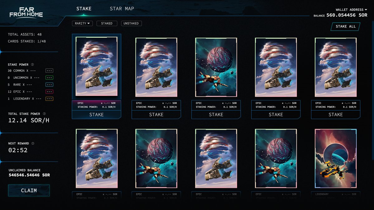 FarFromHomeNFT's tweet photo. User Interface Sneak Preview: Stake

First Public Presale starts in 30 minutes🚀
https://t.co/sS3smubu82

Follow us, Retweet &amp; Comment your WAX address for a chance to win a FREE #NFT / Promo Pack🎄

#WAX #WAXP #WAXgaming #NFTart #NFTcollector #FreeNFT #Crypto #Blockchain #NFT https://t.co/xHjcnoBfIJ