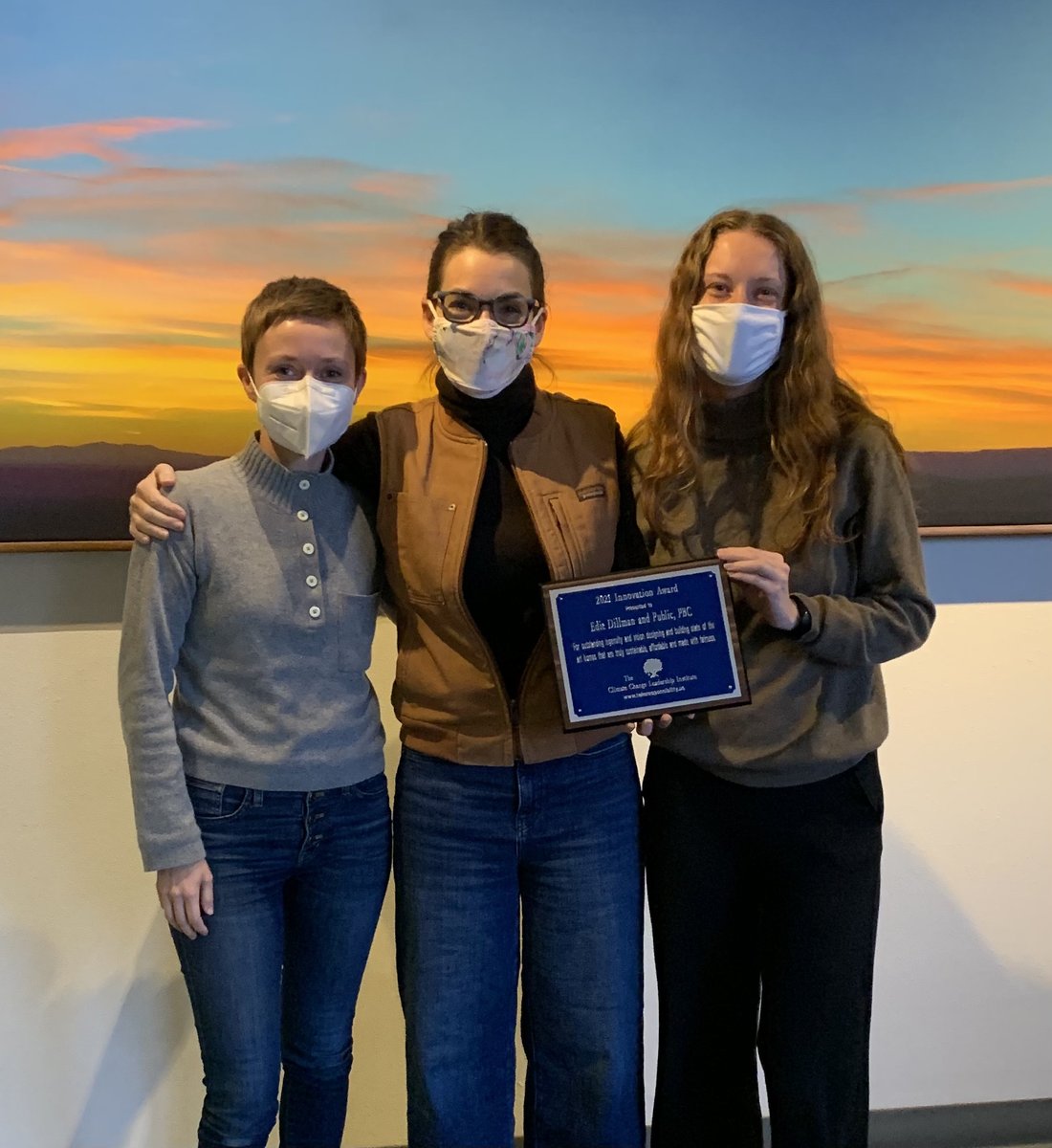 b_prefab's tweet photo. Edie Dillman &amp; B.PUBLIC received the 2021 Innovation Award from The Climate Change Leadership Institute -  "the company's outstanding ingenuity and vision in designing and building truly sustainable, affordable, and fairly made homes." Thank you Robb Hirsch &amp; CCLI! https://t.co/acWb5a24Hw
