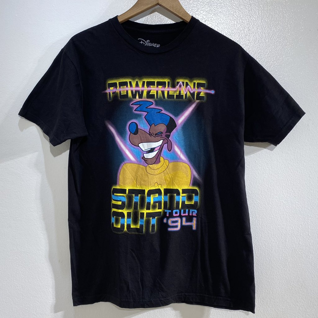 Shaddathrifting's tweet photo. Disney A Goofy Movie Stand Our Tour '94 Powerline ⚡️

Size: M

Very good condition 💫

Price: 7500 SDG ( Free Delivery )🚀
#goofy #goofyshirt https://t.co/K2Y26PN4MV