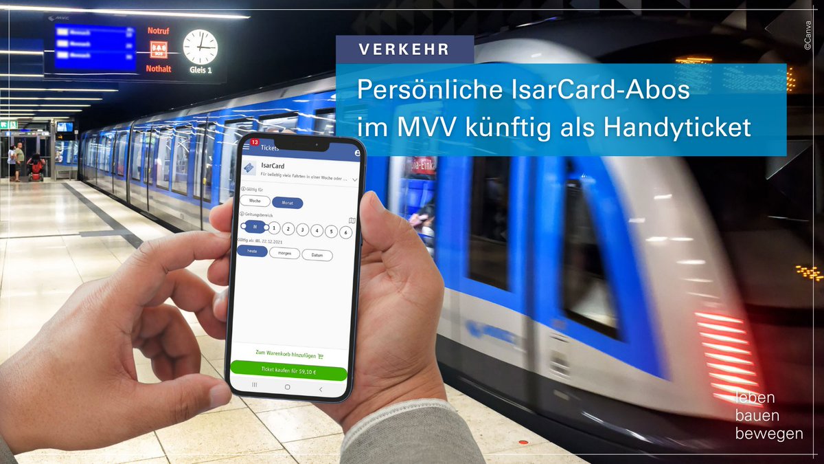 BauenBewegen's tweet photo. Persönliche IsarCard-Abos im #MVV künftig als #Handyticket: Der neue Service wird nach und nach im DB Navigator, München Navigator und MVG Fahrinfo #München eingeführt. "Ein weiterer Schritt bei der #Digitalisierung des #ÖPNV," so StMin #KerstinSchreyer.
📄https://t.co/O0tb1oek79 https://t.co/CHf6nVXYf6