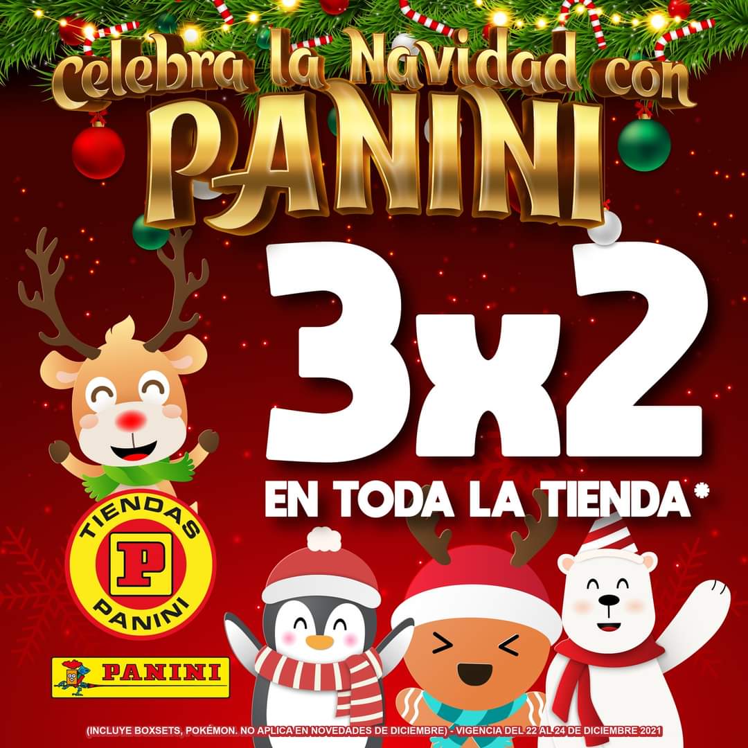 NgPanini's tweet photo. Celebra la Navidad, ¡3️⃣x2️⃣ en toda la tienda!
¡Aplica en Boxsets y productos Pokémon! 🤩
Los esperamos en nuestras Tiendas Panini De Guadalajara y Monterrey. 🥳 https://t.co/2X0QpbZyrA