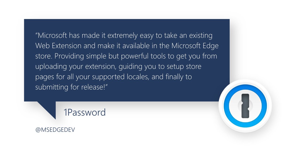 MSEdgeDev's tweet image. Developing extensions for Microsoft Edge is just that easy. Take it from @1Password 👇👇

#EdgeExtensions