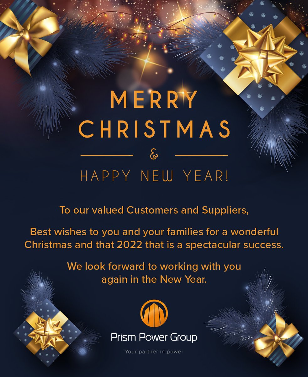 PrismPowerUK's tweet photo. We would like to wish all our valued customers and suppliers a Happy Christmas and a fantastic 2022. Thank you for your continued support and valued business and we look forward to working with you again in the New Year. https://t.co/zWtfAArc6C