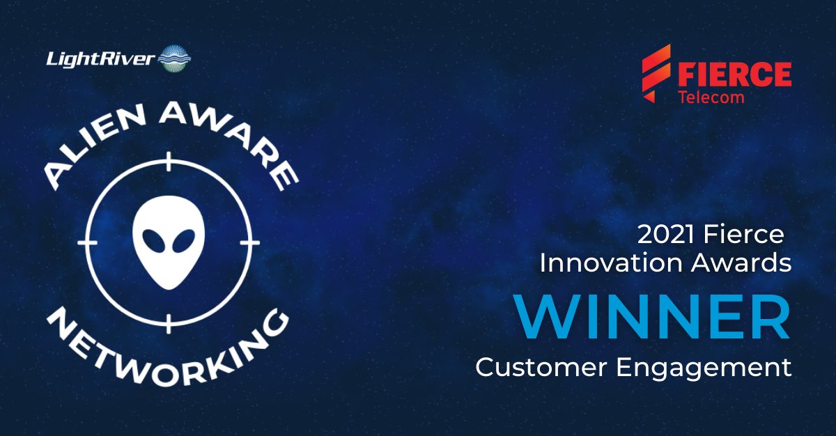 LightRiver_Co's tweet photo. Still beaming over our @FierceTelecom Innovation Awards win! #AlienAwareNetworking came out on top in the #CustomerEngagement category, adding another prestigious nod to the list of this year's recognition. https://t.co/Myh1KyDjt1 https://t.co/3bsrTvF5K8