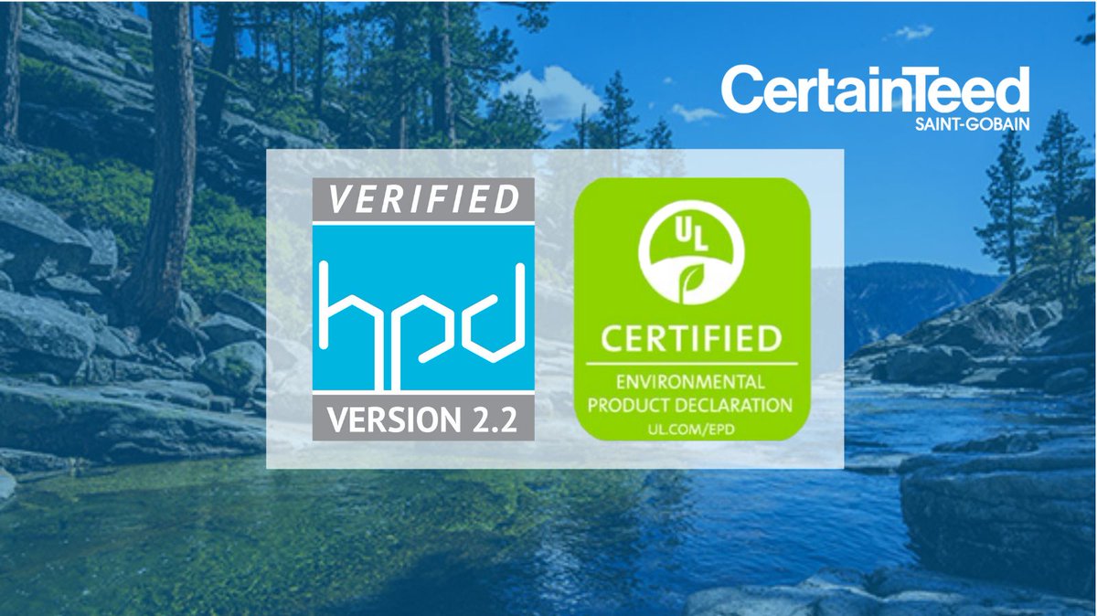 CertainTeed's tweet photo. Today, #sustainability is at the core of doing business. Learn how CertainTeed offers complete transparency with documented #drywall EPDs, HPDs and #GREENGUARD Certification: https://t.co/OqIx3kaVcu. https://t.co/HOEUPtro3R