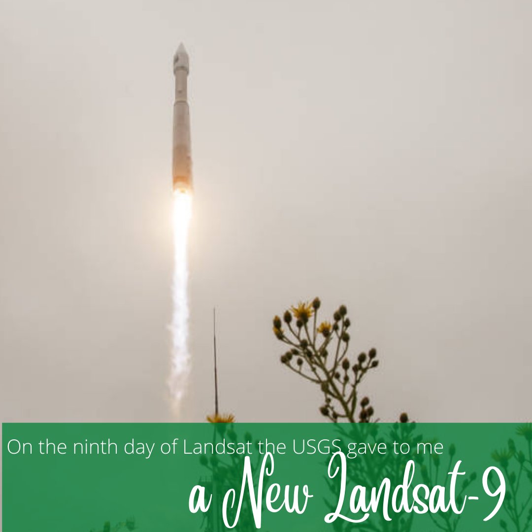 USGSLandsat's tweet photo. On the Ninth Day of Landsat the USGS gave to me: a newly launched Landsat-9! Landsat-9 has up-to-date sensors to provide top-notch science, made available in early 2022 via EarthExplorer. https://t.co/nczfPdAEIn
