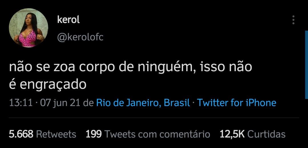 pqissohitou's tweet photo. não se zoa o corpo de ninguém, isso não é engraçado https://t.co/0DPWHxPrUY