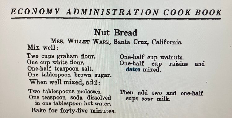 woolly_wilson's tweet photo. Looking for an interesting classic recipe? On #NationalDateNutBread Day, I thought I would share a recipe from "The Economy Administration Cookbook" from 1913. Check out the #Sheepnanigans link in my profile for a printable version! #HistoricRecipes https://t.co/09dMpb73ah