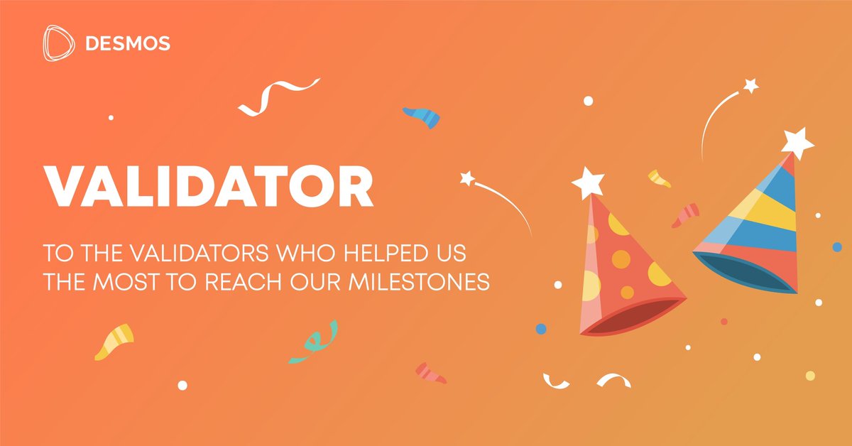 DesmosNetwork's tweet photo. Behind every good project there are always excellent validators. And you guys @JoeAbbey @activenodes_io @Catboss_Network @lucagrazotti @Katbab_ have really made a difference this year. 

And THANK YOU to all 100 validators for making #Desmos a safer place! (Yes I said 100!!! 😮) https://t.co/vpDZG0rojq