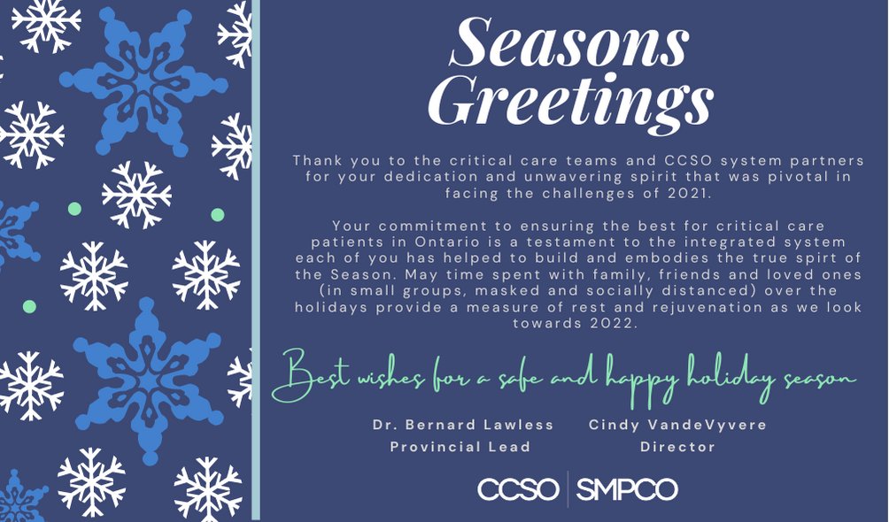 criticalcareON's tweet photo. Seasons Greetings from CCSO #criticalcare - https://t.co/nuob685oDi https://t.co/S833dMBHI1