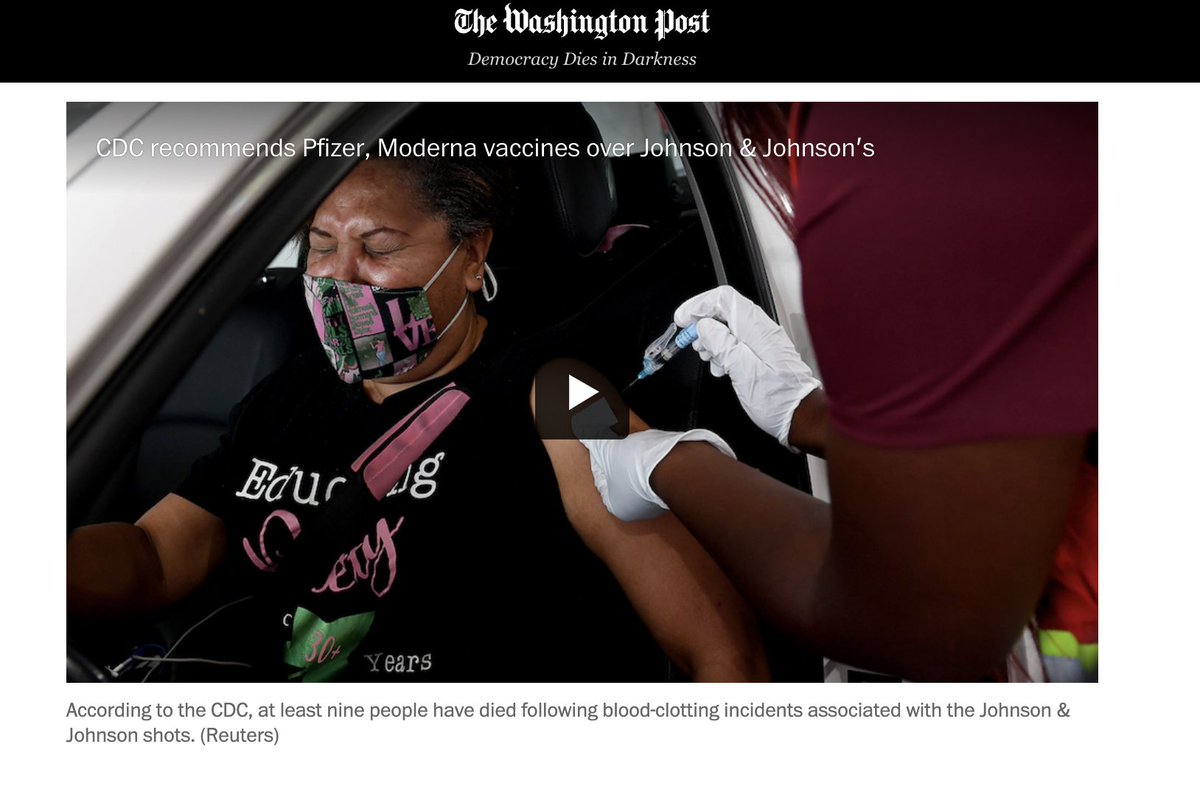 katygathright's tweet photo. I wish the @washingtonpost &amp; other media outlets would put more thought into how they package digital stories. Why choose to feature a woman grimacing in pain as the placeholder image for a video about vaccines? When low vaccine adoption is the #1 reason covid is still a threat? https://t.co/i6Aoi6VWGb