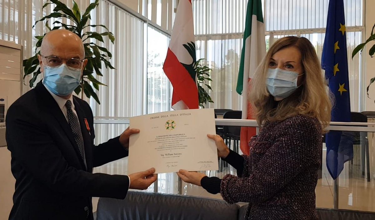 Knighthood of the Order of the Star of Italy to William Sawaya, founder of Sawaya and Moroni Architects in Milan and leading example of Italian and Lebanese Design.
