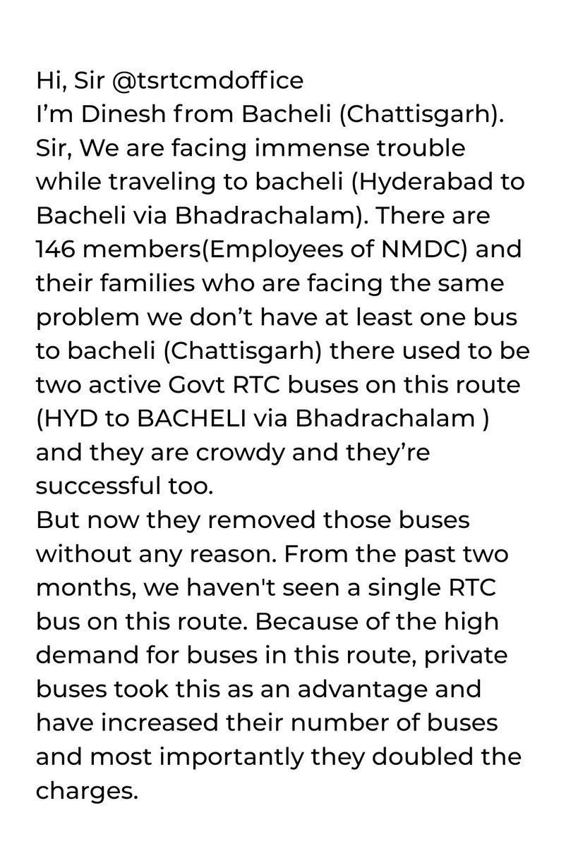 Dinesh_icon's tweet photo. Hi Sir, @tsrtcmdoffice
@TSRTCHQ. 
#TSRTC #Hyderabad https://t.co/KUv2yzHRAG