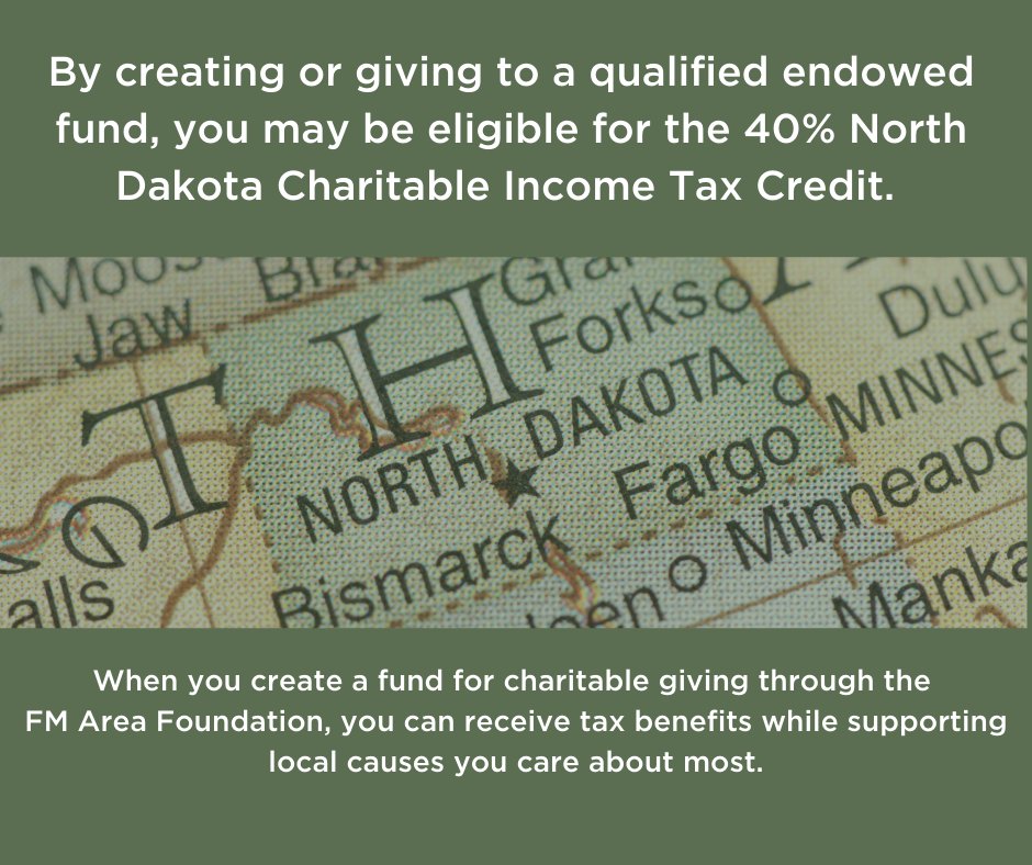 It's not too late to make a gift in 2021! The FM Area Foundation can help you with all your end of year giving needs. We have a number of endowed, agency funds that qualify for the North Dakota Charitable Income Tax Credit. 
ow.ly/GoYl50HhoWo