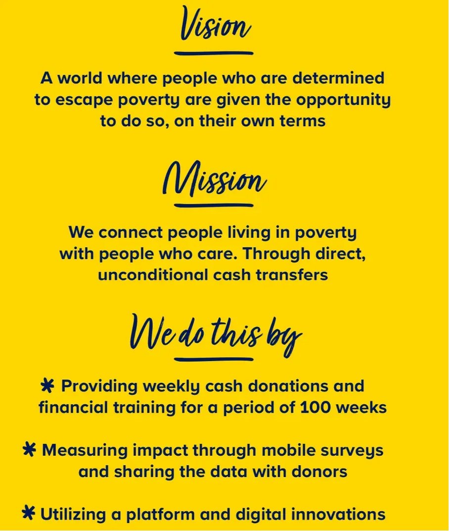 Bij @100Weeks staat #empowerment en #proactiviteit hoog in het vaandel en daarom zie je die ook terugkomen in onze #visie. #verbinding en #compassie zie je terug in onze #missie en het meten van #impact via #innovatie is de manier waarop we dat bereiken.