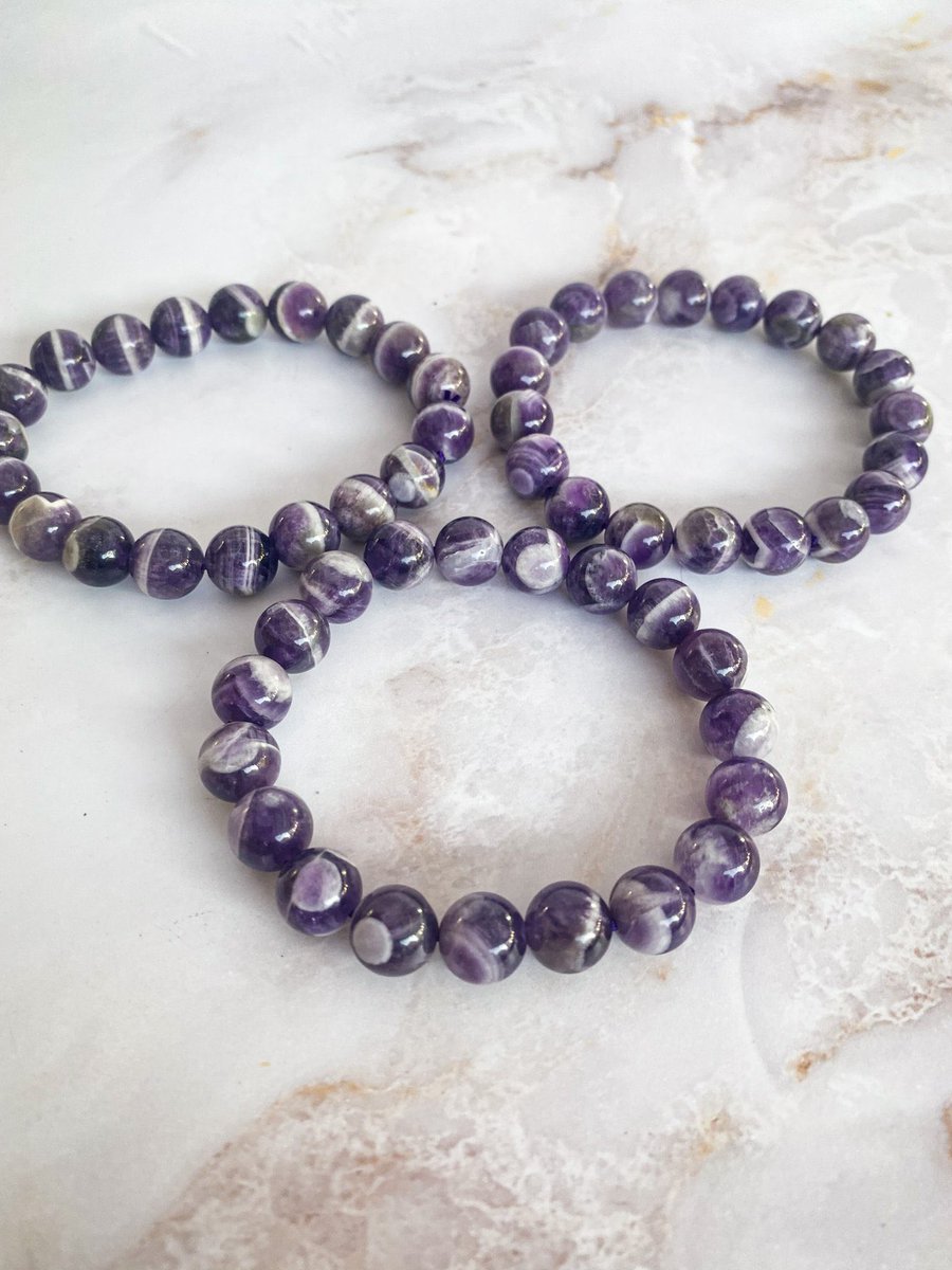 There’s only a few Dream amethyst bracelets left in stock! Amethyst helps to improve your intuition, ease feelings of depression or grief, and speed up weight loss. 

Get while they’re $12 for our sale at Sailor Star Store ✨