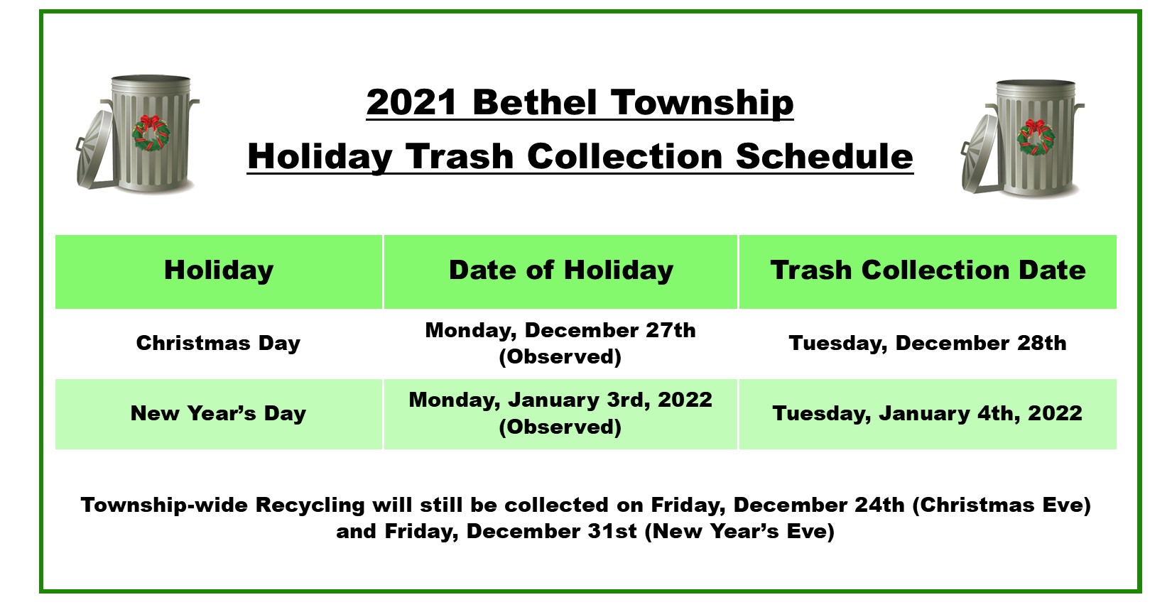Bethel Park Recycling Schedule 2022 Bethel Township (@Betheltownship) / Twitter