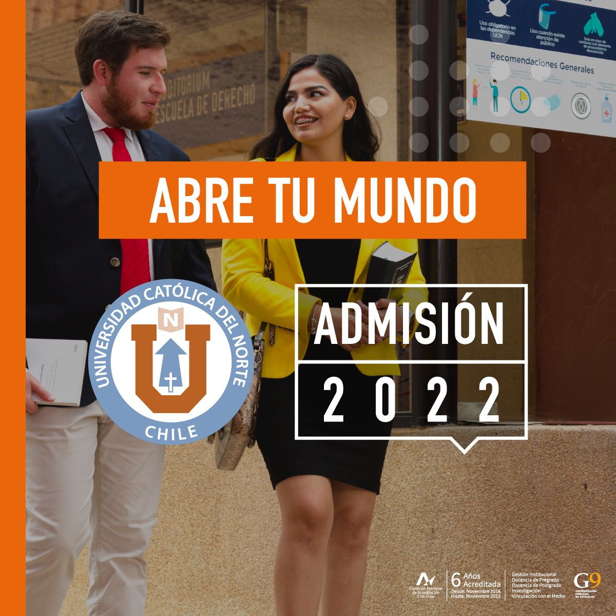 paceucn's tweet image. 🟠#AdmisiónUCN2022🟠 

🔸82% de sus académicos/as cuentan con postgrados
🔸Es la 8va universidad más antigua de Chile con 65 años de trayectoria
🔸Obtuvo un aumento de un 229% en sus publicaciones científicas

Conoce su oferta académica en ucn.cl 

 #Abretumundo