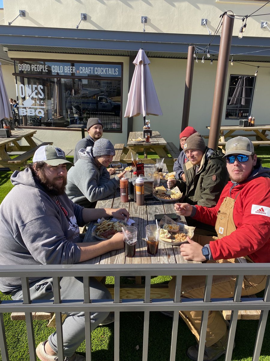 bcgreen3's tweet photo. Employee Appreciation/ Christmas lunch today for the golf maintenance team @LPGCncstate. #woodfired #wholehog #easternstyle @samjones_bbq https://t.co/0TtL7r0KD7
