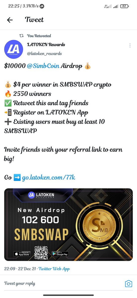 DriptoPaul's tweet image. #SimbCoin
latoken.com/airdrops/entra…