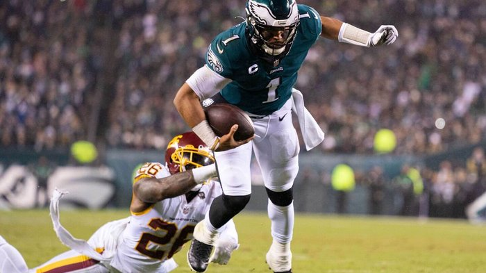 QCHSPantherPack's tweet photo. The @Eagles and @JalenHurts beat the @WashingtonNFL 27-17! #football #NFL #ESPN #Eagles #FootballTeam #FlyEaglesFly #GoBirds #NFLTwitter #ESPNFB https://t.co/7rHJMlcIqS