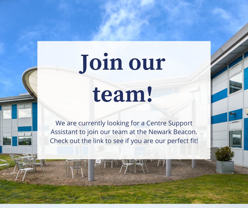 NewarkBeacon's tweet photo. We are hiring! Part-time hours, friendly team environment, what more could you want?
Centre Support Assistant - Newark Beacon | NEWARK BEACON CENTRE | December 2021 (https://t.co/x6NXe69PgU) https://t.co/XaMDHz5p0k