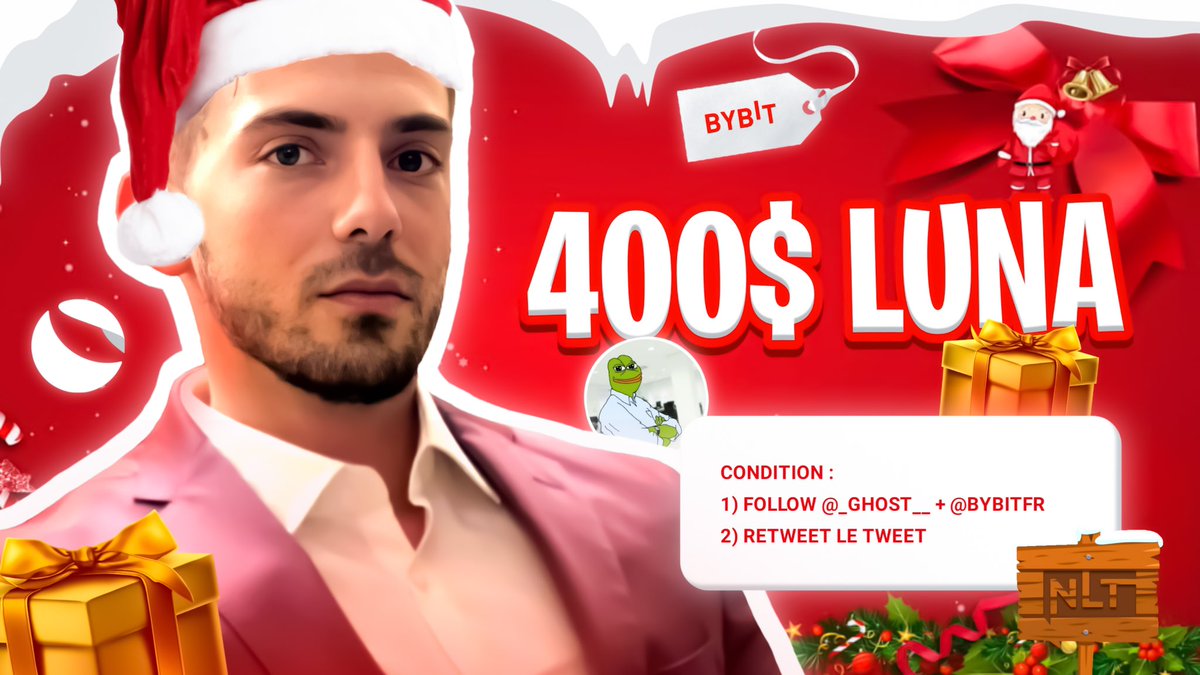 🎅 Calendrier de l’avent J-16 🎅🏼 

🌑A gagner : 400$ de LUNA 🌑 
Condition 🎄 :
- Follow <a href="/_Gost__/">Gost ™</a> _ &amp; <a href="/BybitFr/">Bybit French</a> 
- RT 

TAS : 23/12 17h 🕛