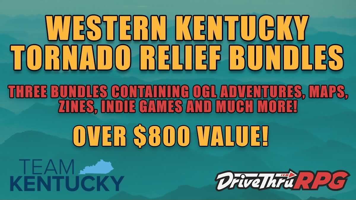 DriveThruRPG's tweet photo. The Western Kentucky Tornado Relief Bundles are available now! Your full purchase supports the Team Western Kentucky Tornado Relief Fund!
Get 'em here: https://t.co/9hGldSc9qb https://t.co/xHZIKMXxn6