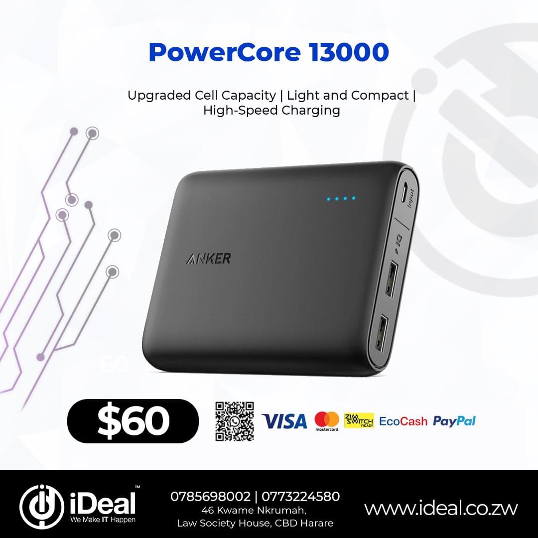 Travelling long distances/zesa woes made easy by this PowerCore 13000 which is light and compact and high speed charging. Upto 5 phone charges ⚡️ before recharging it. Get in town get yours👇🏾

#harare #zim Nutty O #zimbabwe #Zimbabwe Holy ten RTGS