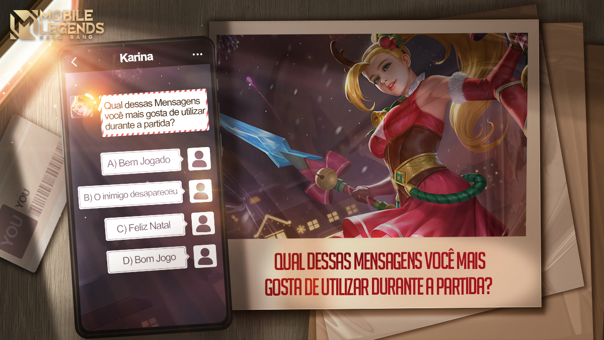 MLBBBR's tweet photo. Porém você é mais Debochado durante a partida? Ou possui espírito Natalino? ଘ(੭*ˊᵕˋ)੭

Diga nos comentários, coloque seu ID e Servidor, e concorra a skin da Karina "Christmas Carnival" 😱🎁

#MensagensDoMLBB #NatalMLBB #MLBB #MLBBBR #MobileLegendsBangBang #MobileLegends https://t.co/2RDnuc5jWk