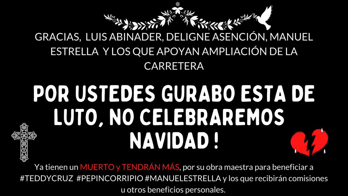 Juls555's tweet photo. Gracias @luisabinader @raquelarbaje @RaquelPenaVice @DeligneAB @llegopapa ustedes duermen. comen muy bien y festejan las navidades, mas no así los #GURABEROS que pretenden despojarnos de nuestras propiedades como hacen los #DICTADORES o #TIRANOS. Así recordaremos su legado. https://t.co/zNVB6Ipv62