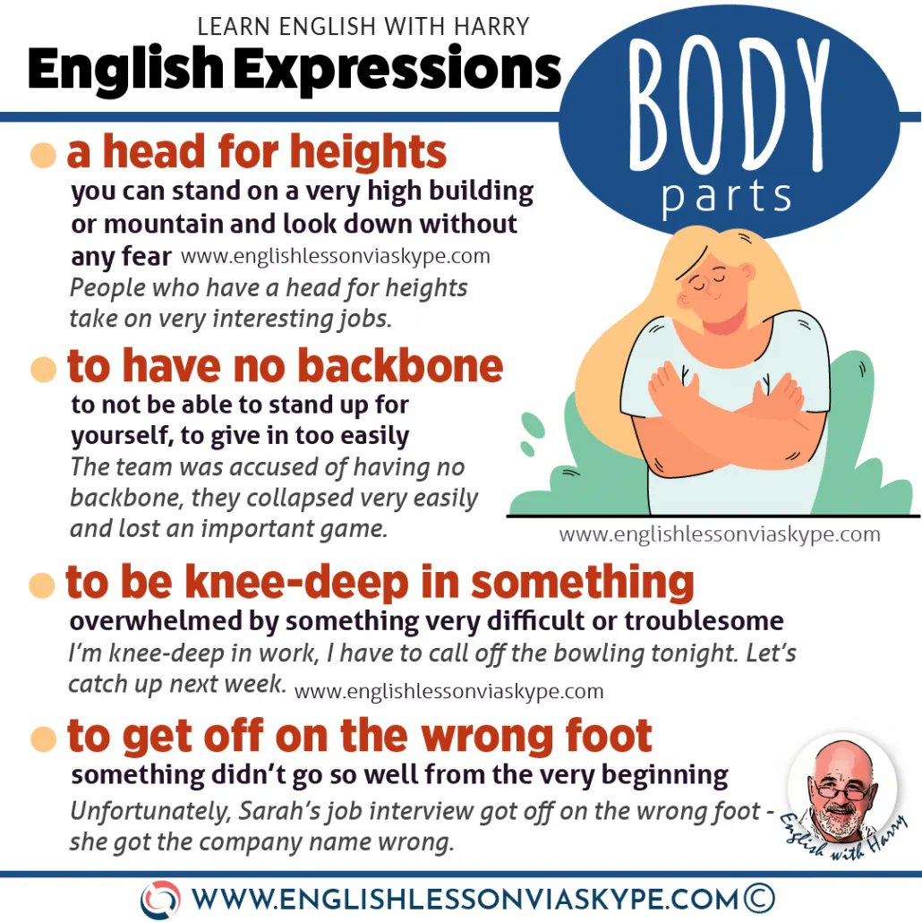 ENGLISH VOCABULARY: Unusual English Expression Using Body Parts. Click the link to learn more ➡➡ bit.ly/3GVl2sj @englishvskype #LearnEnglish #Vocab #englishlanguage #ingles #englishlearning #englishphrases
