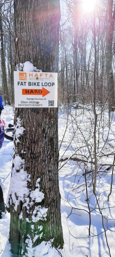 HAFTA has posted all the signs for our new Fat Bike loop! This year’s loop is brought to you in co-operation with Glen Abbey Physiotherapy. We’ve been working hard to keep 17.2km of volunteer maintained, but un-groomed trails available for the community.

hafta.ca/2021-22-fat-bi…